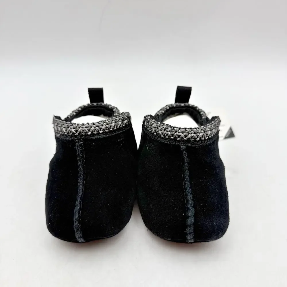 UGG Baby Tasman Slippers US 02/03 Small Black Suede NIB